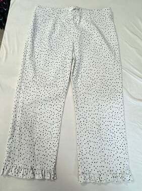 #601 Ilusion Polka Dot Ruffle Hem Wide Leg Pants